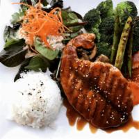 Teriyaki with Choice of Protein · Grilled and sauteed with our special homemade teriyaki sauce served with cucumber salad and ...