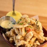 Calamari Fritto · Crisp calamari | Cherry Peppers| lemon aioli