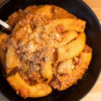 Rigatoni Bolognese · Imported Rigatoni | Classic Italian Meat Ragu | Parmigiano | Tomato Sauce
