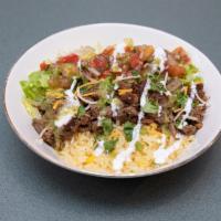 Burrito Bowl · Choice of meat with rice, beans, cheese, lettuce, and salsa served in a bowl with choice of ...