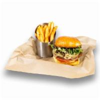 Spicy Leaf-Eater · Beyond® patty, melted pepper jack, grilled onions, sriracha mayo, mixed greens, tomato, brio...