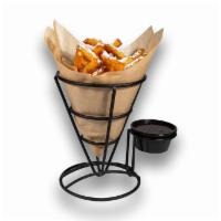 Funnel Cake Fries · Powdered sugar, dipping sauce of chocolate, caramel, or strawberry