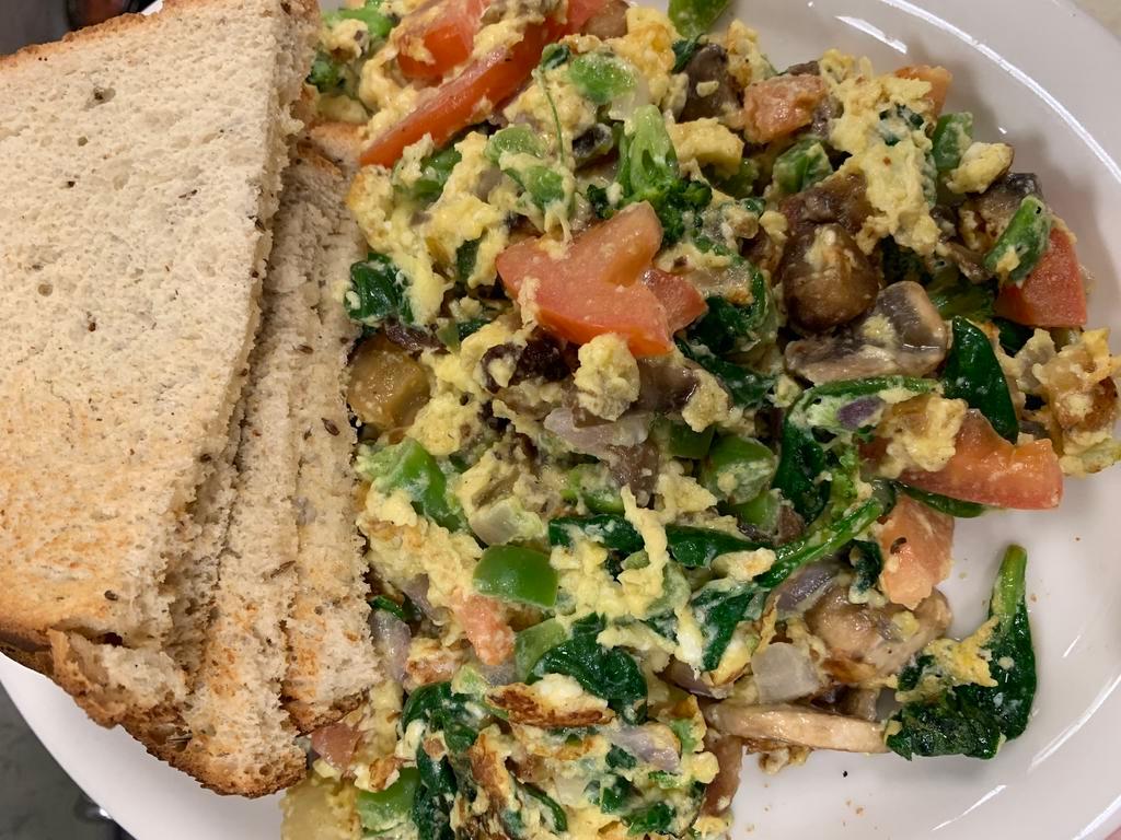 Frittata Nestico's Style · 4 eggs, onions, peppers, mushrooms, broccoli, sausage, home fries, pepperoni and choice of cheese with toast.
