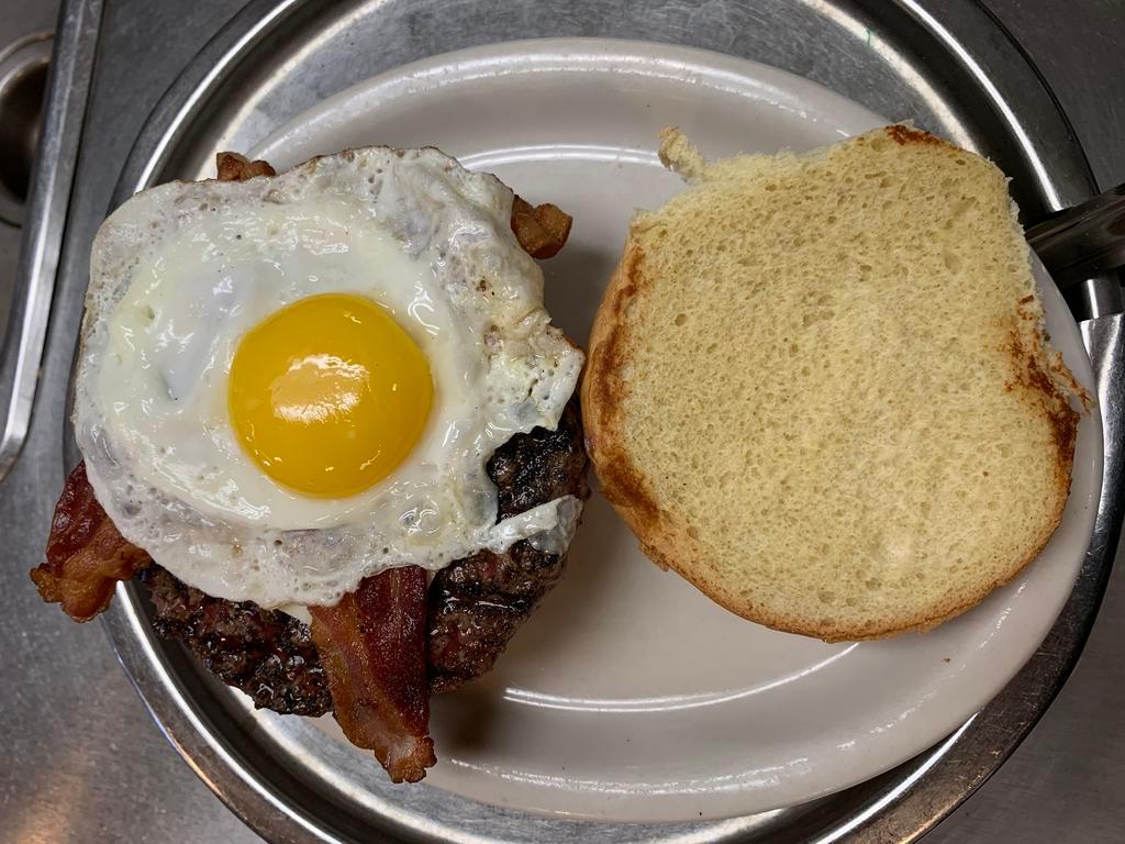 Brunch Burger · Fried egg, bacon and cheese.