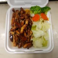 Chicken Yakisoba · Served with stir-fried vegetables.