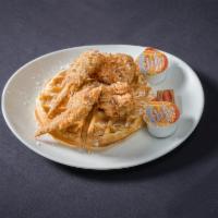 Chicken and Waffle · A sweet and savory favorite with 2 jumbo wings served over delectable buttermilk Belgian waf...