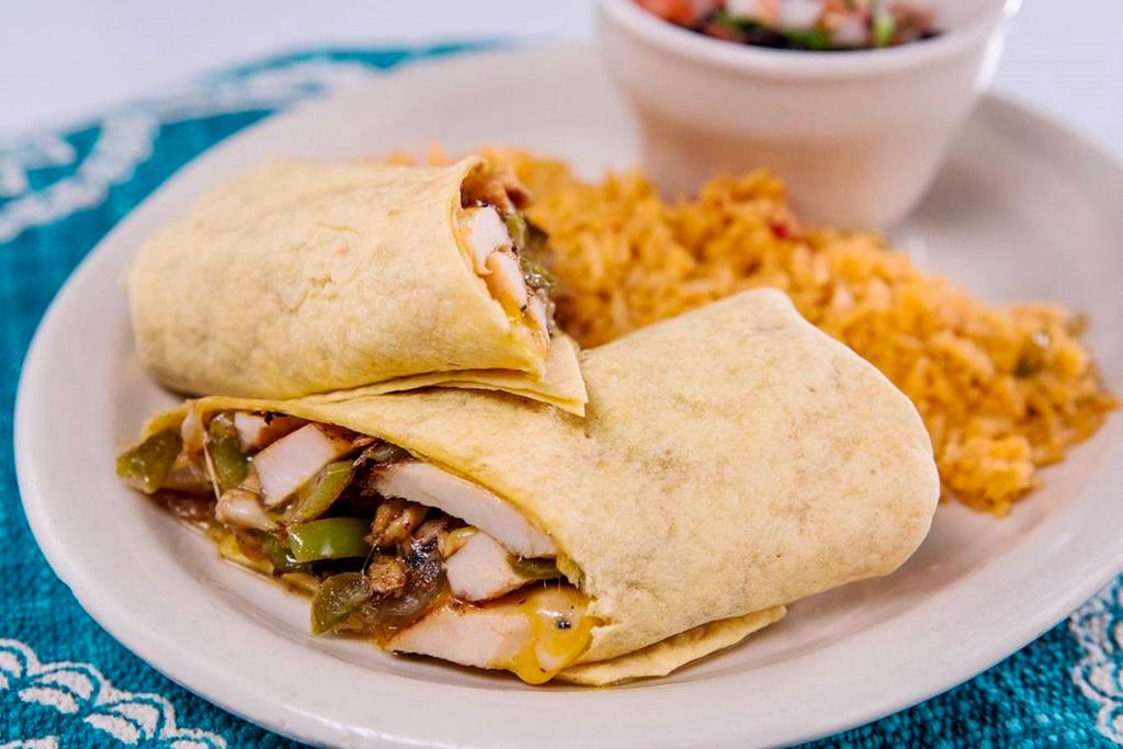 Monterrey Chicken Wrap · A rolled filled tortilla or flatbread.