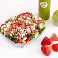 Green Apple and Feta Salad · Spinach, kale, green apples, strawberries, walnuts and feta cheese.