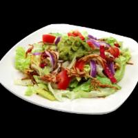House Salad · Comes with chicken, lettuce, tomatoes, onions, avocado and ranch dressing.
