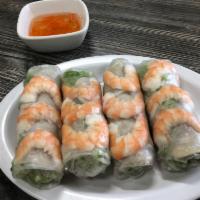 A2. Goi Cuon · 4 spring rolls with shrimp and pork. Served with peanut sauce