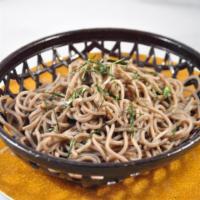 Zura Soba Noodle · Cold Japanese noodle with seaweed served with cold noodle sauce