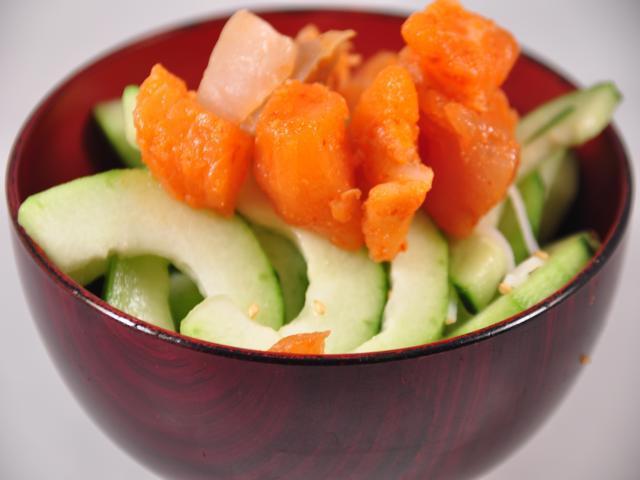 Sunomono Salad · A chilled cucumber salad with a vinegar dressing. 
