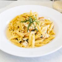 Chicken Alfredo Pasta · Penne or linguine pasta, served with grilled chicken in Rocco's home made Alfredo sauce.