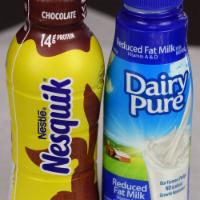 Milk · Dairy Pure 14 oz. Reduced fat milk. Nesquik 14 oz. Chocolate milk.