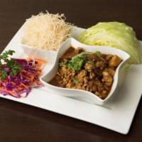 Lettuce Wrap · A special brown sauce with water chestnut, mushroom, onion and ground chicken with lettuce a...