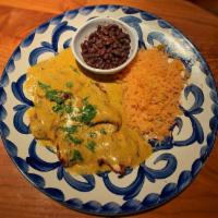 Pollo al Carbon · Herb marinated chicken breast, grilled and finished in a creamy roasted chipotle sauce. Egg ...