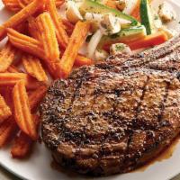 Joe’s Top Sirloin · 8oz. USDA Choice Top Sirloin with garlic butter and a grilled shrimp skewer. Served with mas...