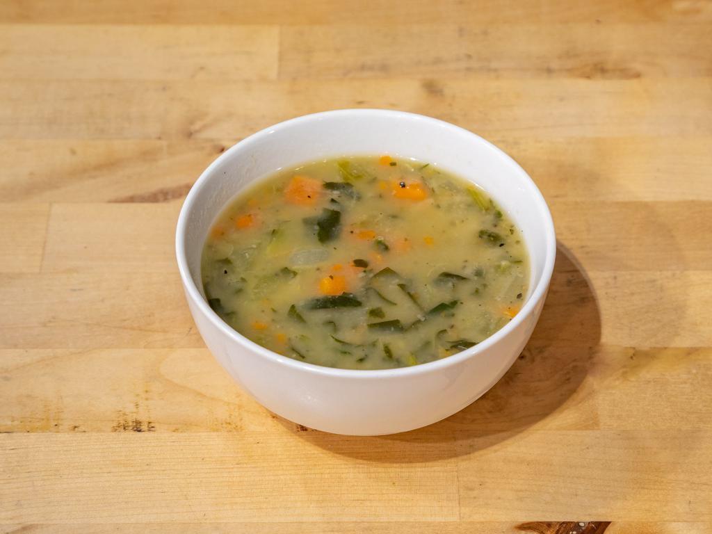 Large soup  · (please call restaurant to confirm the soup of the day) 
soup comes with a half side of bread 