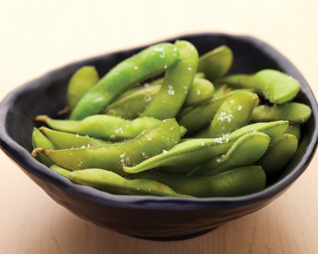 Edamame · Steamed Japanese soybeans. Lightly salted.