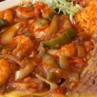 Shrimp Ranchero Specialty · Sizzling seasoned shrimp cooked together with onions, green peppers, and our savory ranchero...