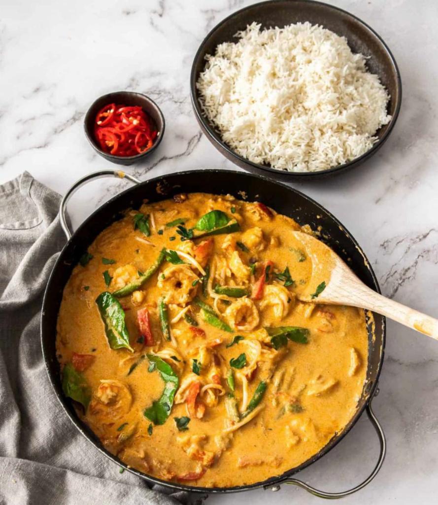 Panang Curry  · The most famous of all traditional curry dishes. Panang curry paste, creamy coconut milk and mixed vegetables.