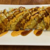 J.B. Tempura Roll  · Salmon, cream cheese and scallions. Deep-fried and topped with spicy mayo and eel sauce.