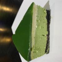 Japanese Matcha Cheesecake · A slice of Japanese Matcha Cheesecake