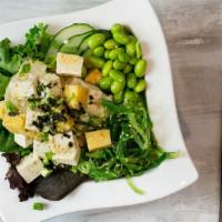 Vegetarian Bowl · Tofu, tamago egg, sweet onion, cucumber, edamame, green onion and sesame seeds with ponzu sa...