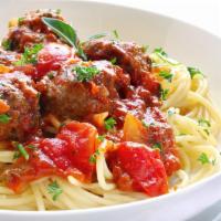 Kid's Spaghetti and Meatballs · Spaghetti with marinara sauce and meatballs.