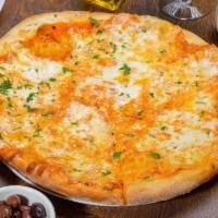 Vodka Pizza · Our homemade creamy vodka sauce topped fresh mozzarella and Romano cheese.
