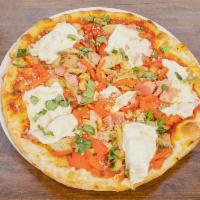 4 Season Pizza · Artichoke hearts, roasted peppers, mushrooms, ham and fresh mozzarella.