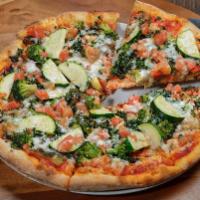 Vegetable Pizza · Eggplant, broccoli, spinach, zucchini and tomato with red sauce or white sauce.