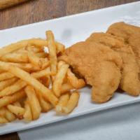 Kids 3 Piece Chicken Tenders · Served with fries.
