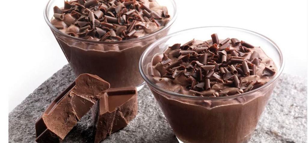 Chocolate Mousse in a Glass · Rich chocolate mousse and zabaione, topped with chocolate curls