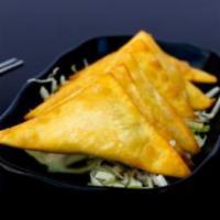6 Piece Crab Rangoons · Deep-fried wonton wrappers filled with cream cheese and imitation crab. Comes with a side of...
