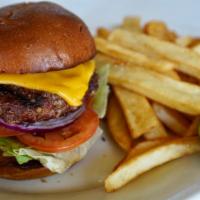 LB Burger · Served on brioche bun with french fries. Add cheese for an additional charge.