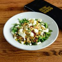 Mediterranean Grain Bowl  · Delicious ancient grain blend of quinoa and couscous mixed with spinach, arugula, feta chees...
