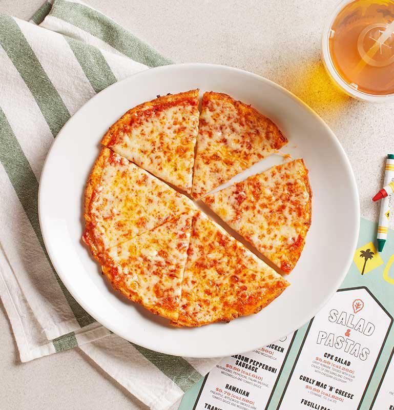 Kid's Validated Gluten-Free Traditional Cheese Pizza · Tomato sauce and Mozzarella. This gluten-free pizza is prepared using the strict procedures approved by the Gluten Intolerance Group (GIG), using a validated gluten-free crust and other ingredients verified by our suppliers as gluten-free.