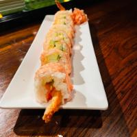 Princess Roll · Shrimp tempura, avocado, crab stick, cream cheese, spicy mayo wrapped with soy paper. Spicy.
