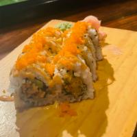 Crawfish Roll · Crawfish, avocado, masago, and seasoned sushi rice with spicy mayo sauce. Spicy.