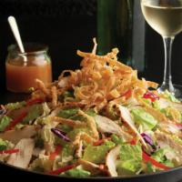 Thai Chicken Salad · Grilled chicken, bell peppers, cilantro, Napa cabbage, wontons, peanut sauce, and honey-lime...