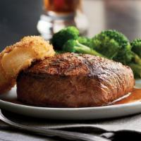 Top Sirloin (8oz) · USDA Choice top sirloin char-grilled and finished with garlic butter. Served with garlic Par...