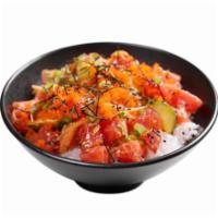 Spicy Ahi · Ahi tuna, cucumber, sweet onion, edamame, Sriracha Aioli flavor, masago, green onion, sesame...