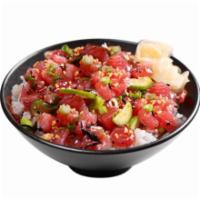 Umami Ahi · Ahi tuna, cucumber,  sweet onion, hijiki seaweed,  edamame, Umami Shoyu flavor, surimi salad...