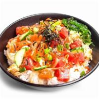 Poke Bowl - Large (3 Proteins) · Three proteins with your choice of base, mix ins, toppings, and flavor