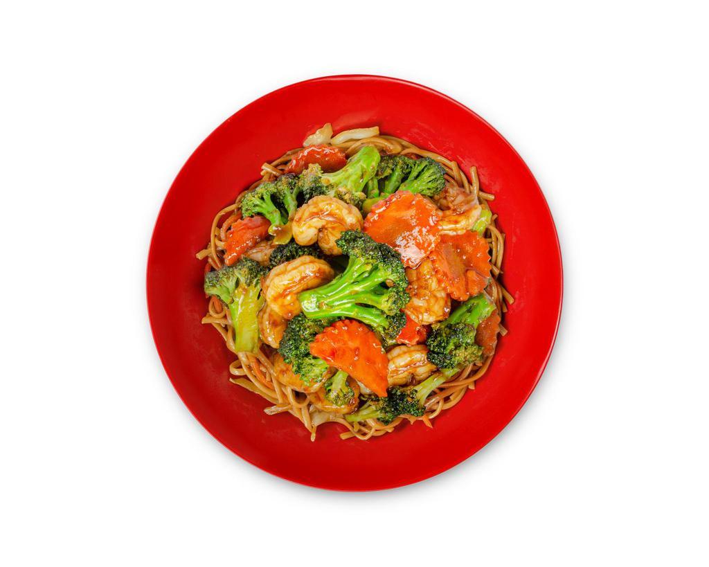 Garlic Broccoli Noodle Bowl · Broccoli, carrot and soy garlic sauce served over your choice of noodles.