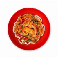 Korean Noodle Bowl · Red bell pepper, onion, scallion,mushroom, gochujang sauce served over your choice of noodle...