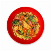 Veggie Stir Fry Noodle Bowl · Broccoli, mushroom, carrot, string beans, red bell pepper, zucchini, soy garlic sauce served...