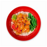 Orange Rice Bowl · Wok-fried, green and red bell pepper served over your choice of white or brown rice.