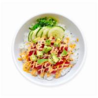 Spicy Donburi Bowl · Fan favorite! tuna or salmon, avocado, cucumber, wakame, sesame seeds, spicy mayo. Consuming...